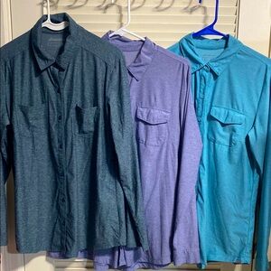 Lot of 3 Eddie Bauer long sleeve stretch hiking shirts tops shirts size Large